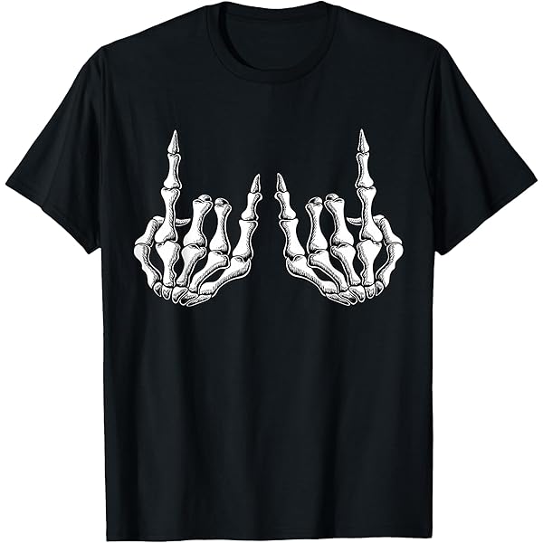 Amazon.com: Skeleton Hand Shirt | Devil Horns Rock Hand Gesture